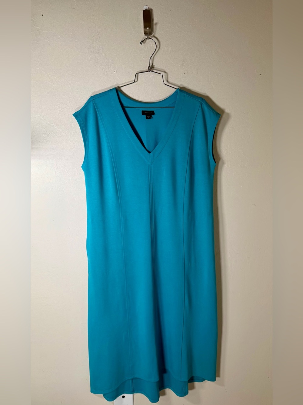J. Jill Turquoise V-Neck Midi Shift Dress